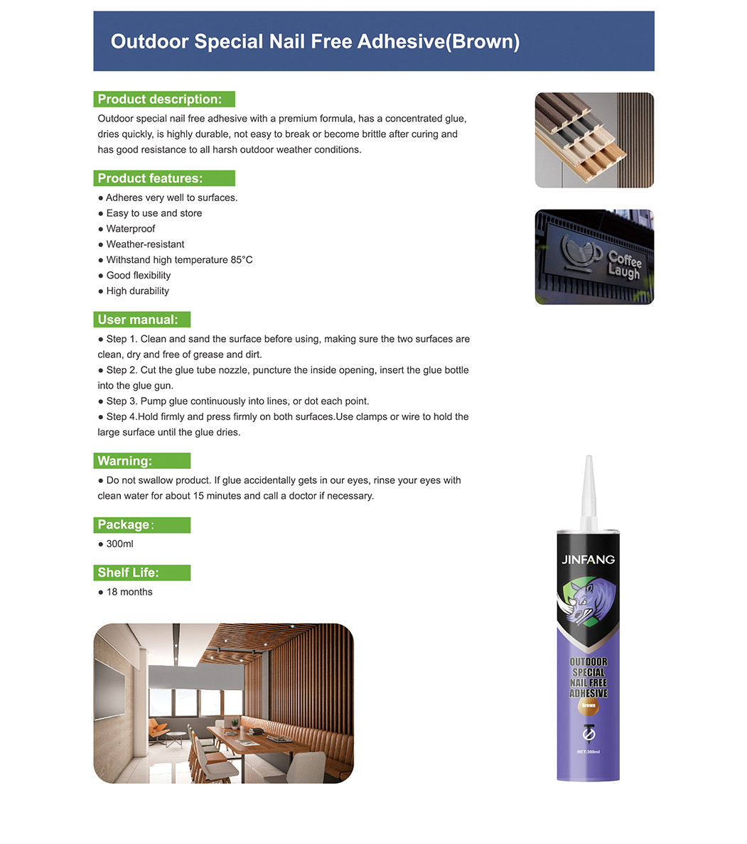 Outdoor Special Nail Free Adhesive(Brown)