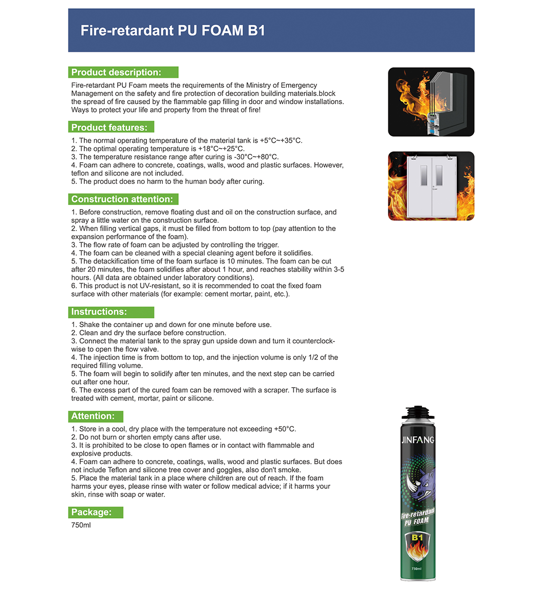 Fire-retardant PU FOAM B1