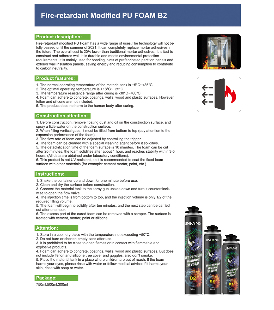 Fire-retardant Modified PU FOAM B2