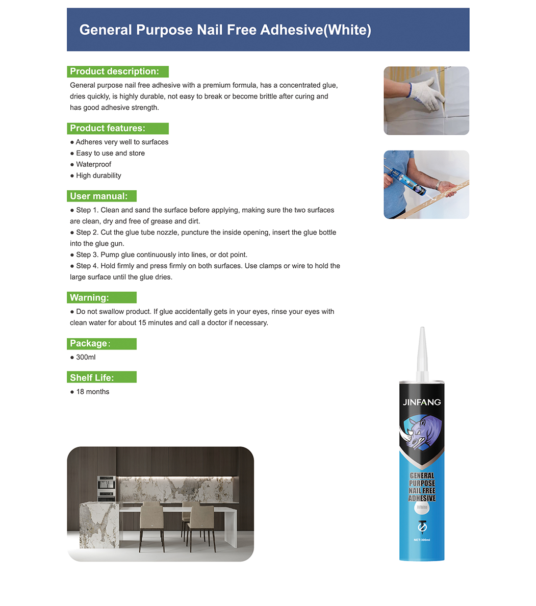 General Purpose Nail Free Adhesive(White)